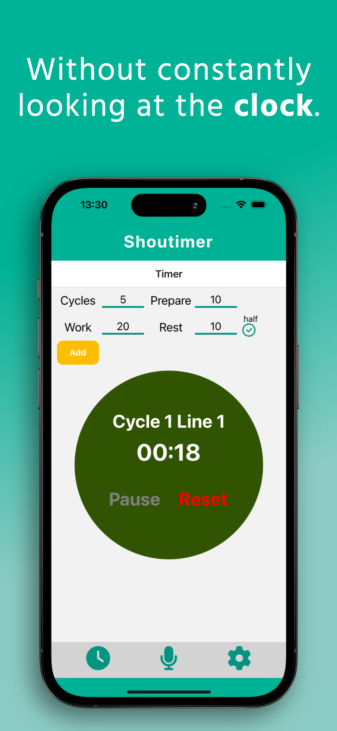 Active timer screen