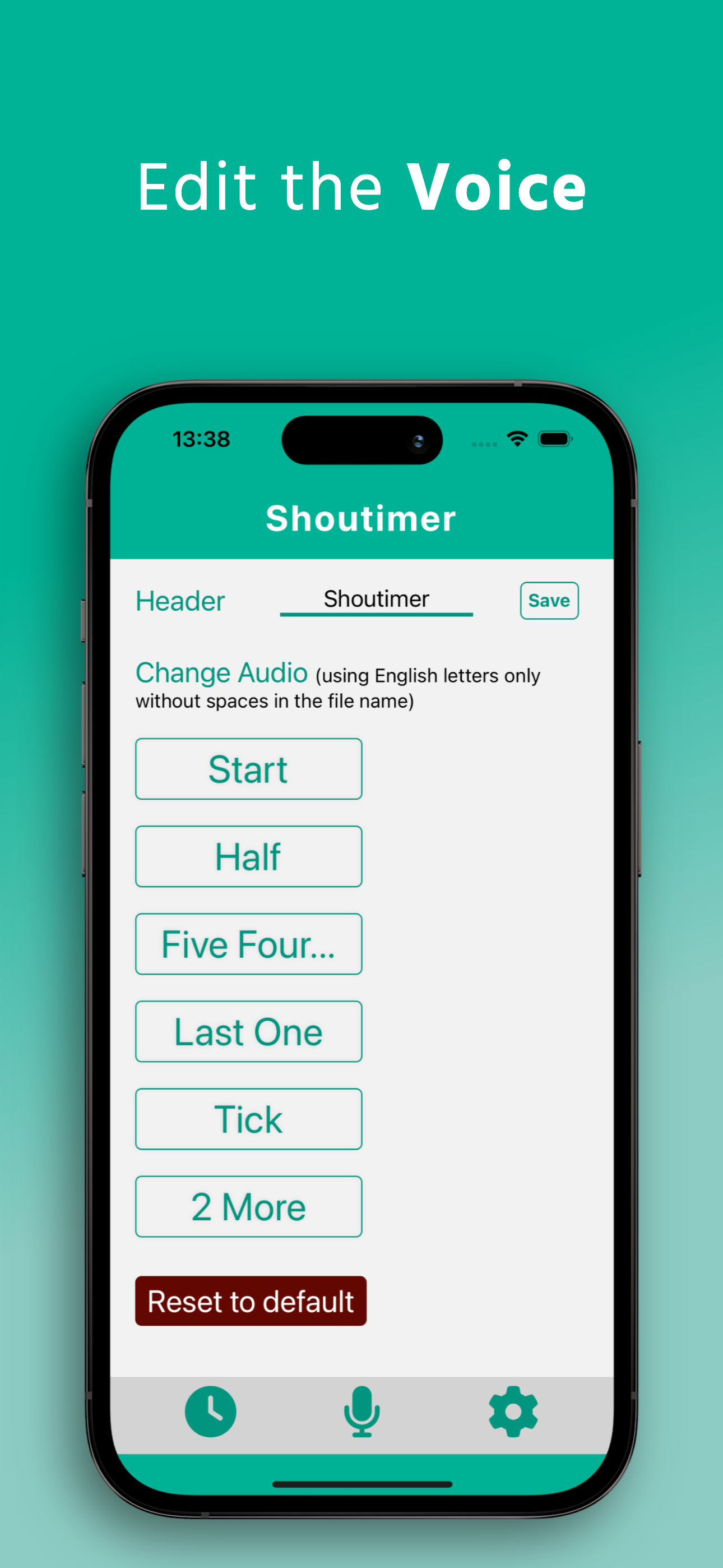 Edit Voice screen